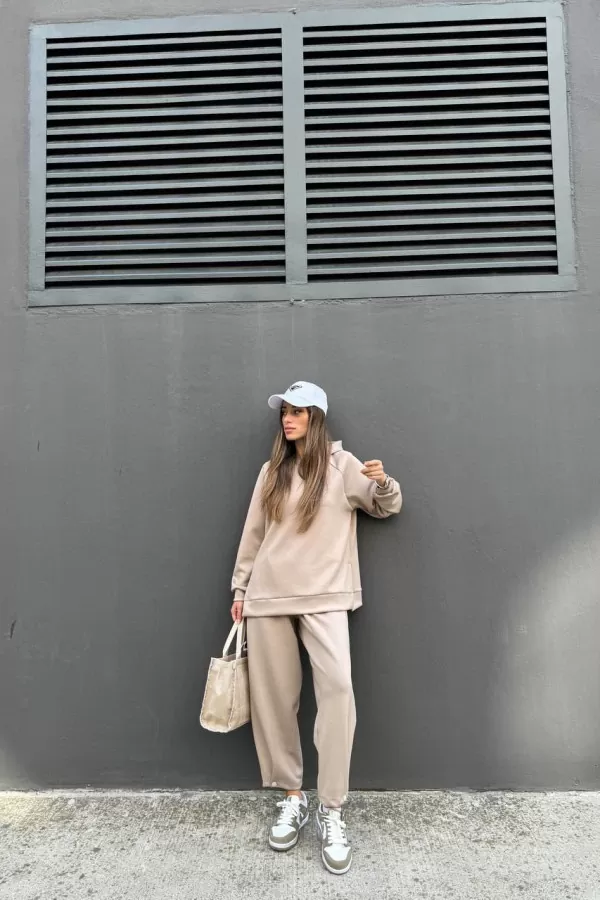 Ekru Modal Kumaş Kadın Alt Üst Takım