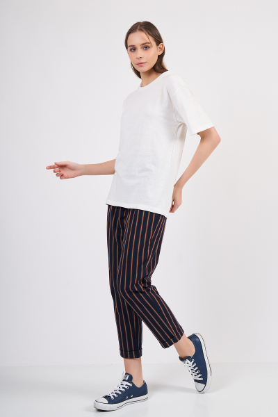 Ekru Pamuklu Basic Kadın T-Shirt