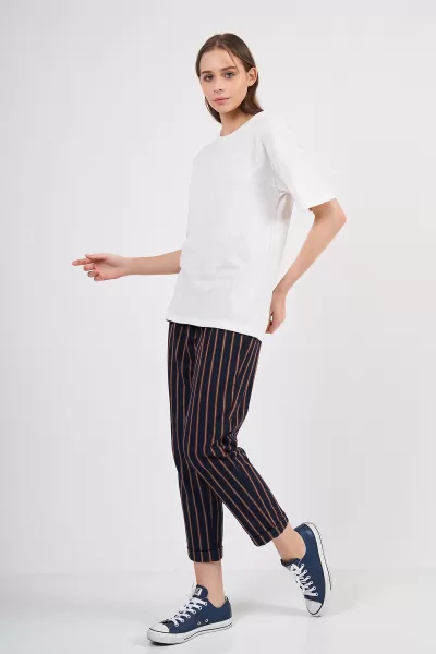 Ekru Pamuklu Basic Kadın T-Shirt