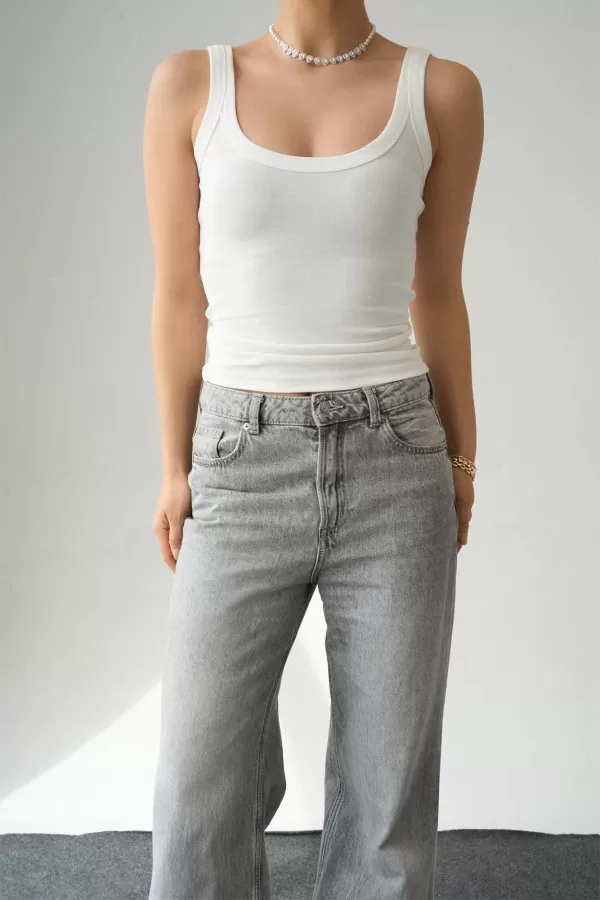 Ekru Pamuklu Kadın Atlet