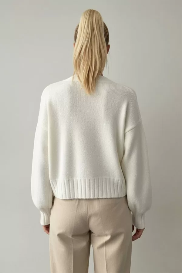 Ekru Triko Kadın Hırka