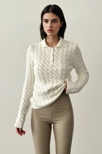 Ekru Triko Kadın Kazak