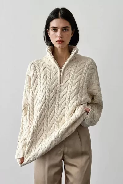 Ekru Triko Kadın Kazak