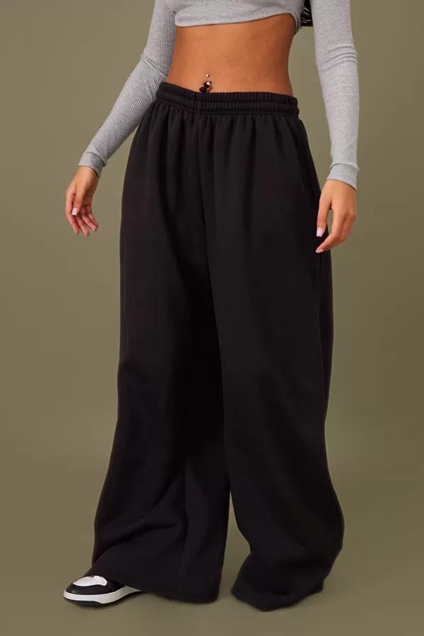 Ekstra Geniş Paça Siyah Kadın Eşofman Altı