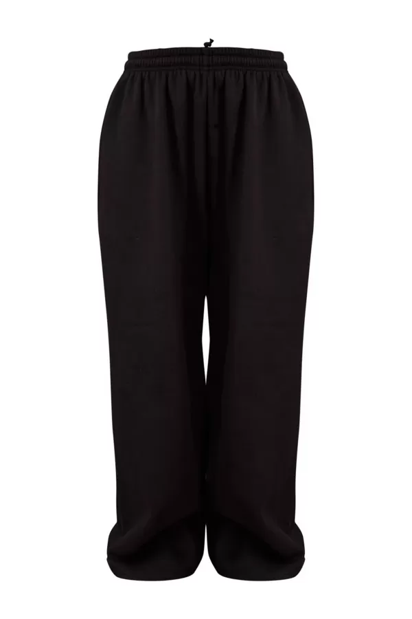 Ekstra Geniş Paça Siyah Kadın Eşofman Altı