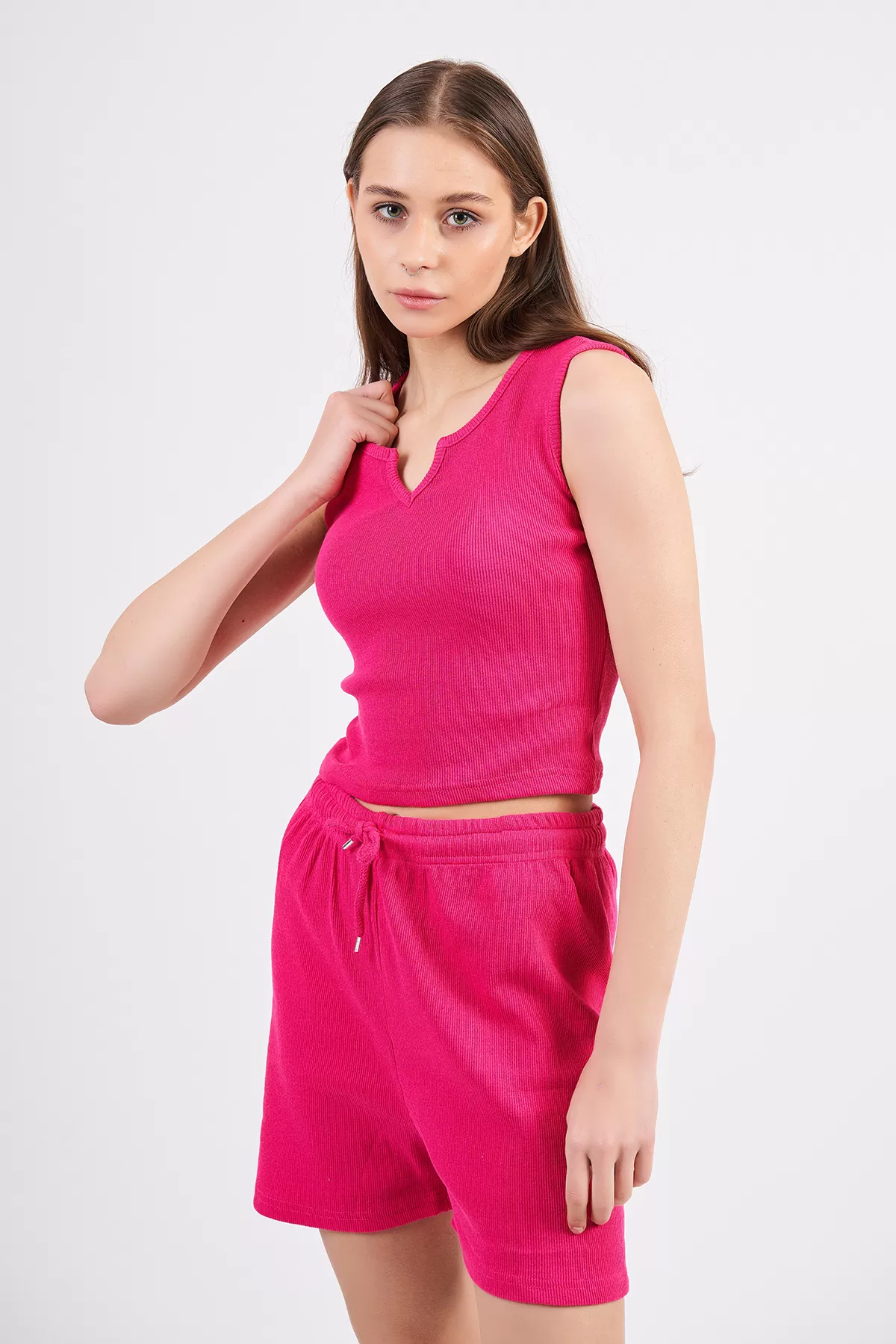 Fuşya Atlet Şort Kadın Alt Üst Takım