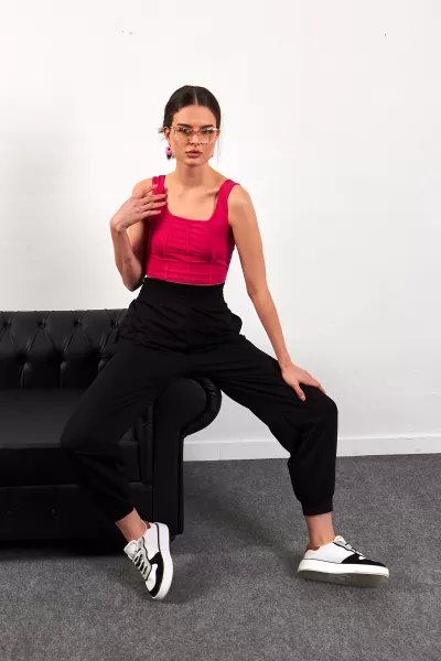 Fuşya Crop Top Kadın Atlet