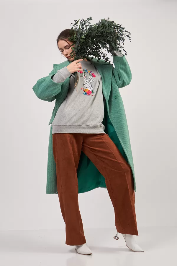 Geyik Nakışlı Grimelanj Kadın Sweatshirt