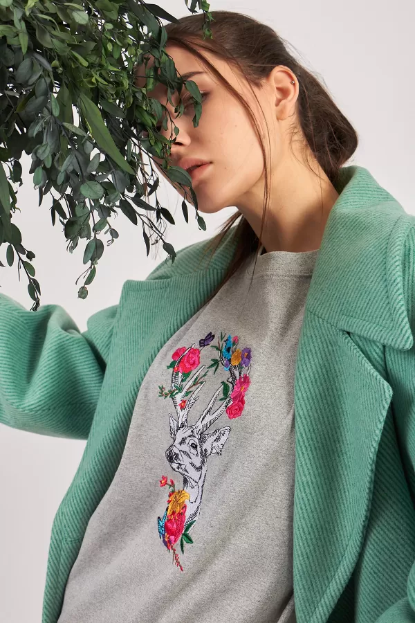Geyik Nakışlı Grimelanj Kadın Sweatshirt