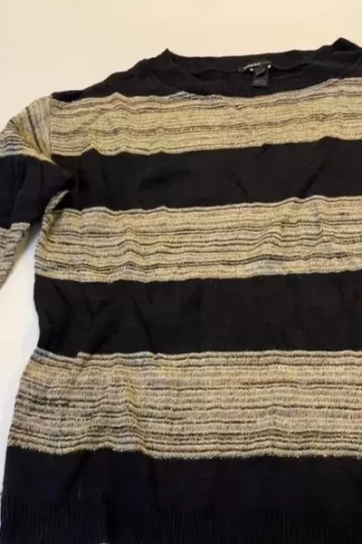 Gold Siyah Çizgili Triko Kadın Kazak