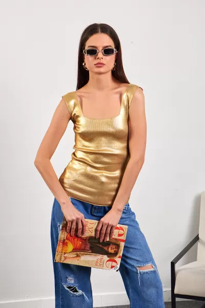 Gold Varaklı Fitilli Kadın Atlet