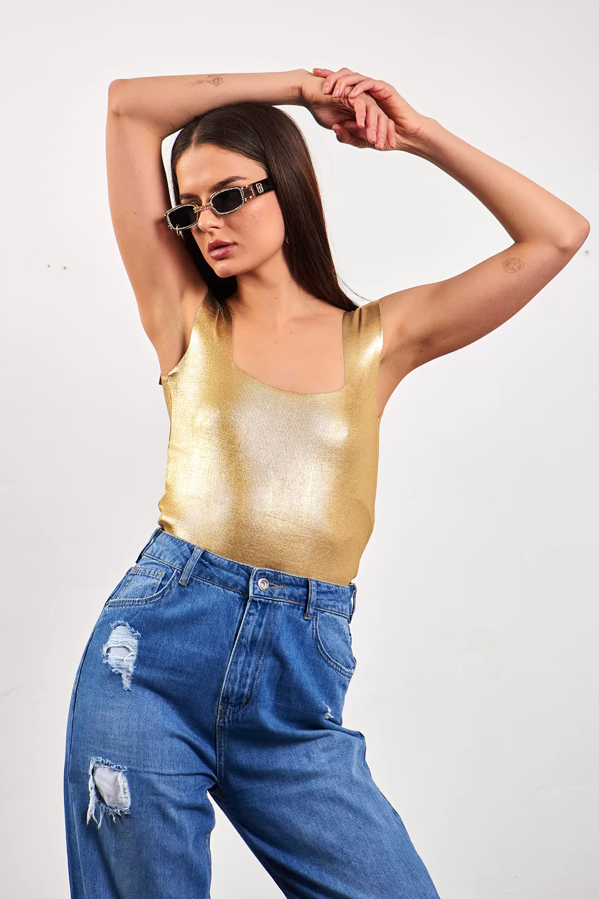 Gold Varaklı Fitilli Kadın Atlet