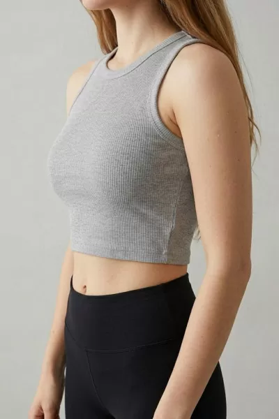Halter Yaka Gri Kaşkorse Crop Bluz
