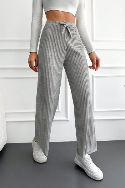 Gri Düz Paça Kadın Pantolon