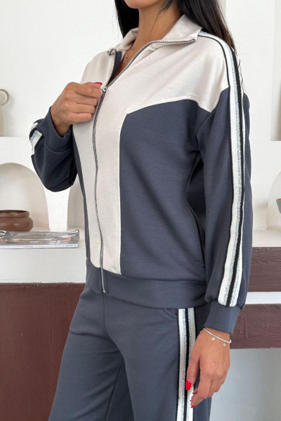 Gri Ekru Modal Kumaş Kadın Eşofman Takımı