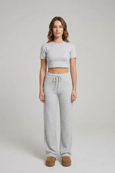 Gri Kaşkorse Crop İkili Takım