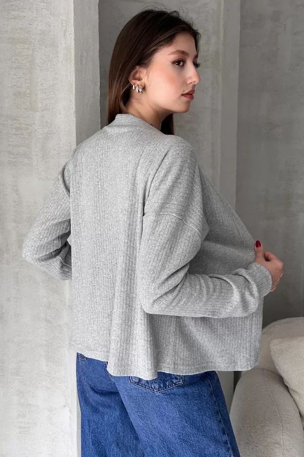 Gri Melanj Atlet Hırka İkili Takım