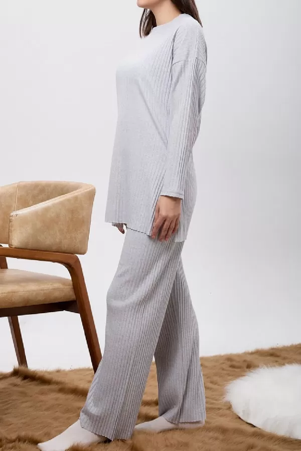 Gri Melanj Tunik Pantolon İkili Takım