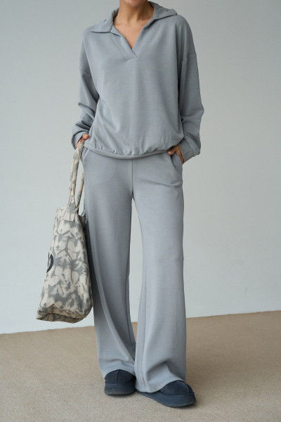 Gri Modal Kumaş Kadın İkili Takım