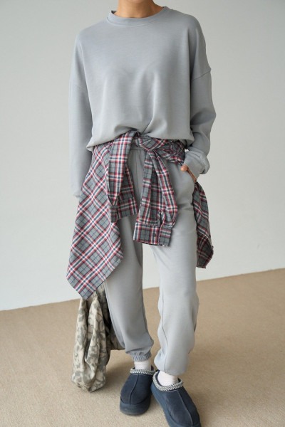 Gri Modal Kumaş Kadın İkili Takım