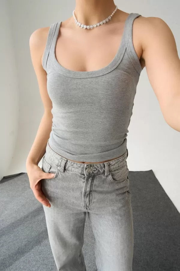 Gri Pamuklu Kadın Atlet