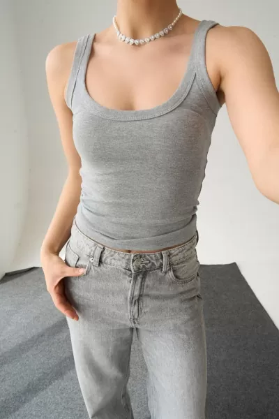 Gri Pamuklu Kadın Atlet