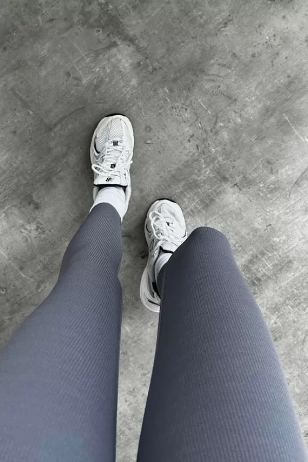 Gri Süper Yüksek Bel İçi Şardonlu Fitilli Tayt