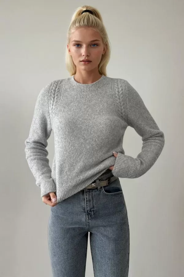 Gri Triko Kadın Kazak