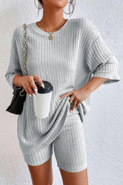 Gri Tunik Biker Tayt Alt Üst Takım