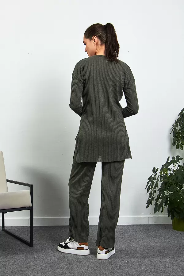 Haki Pamuklu Pantolon Tunik İkili Takım