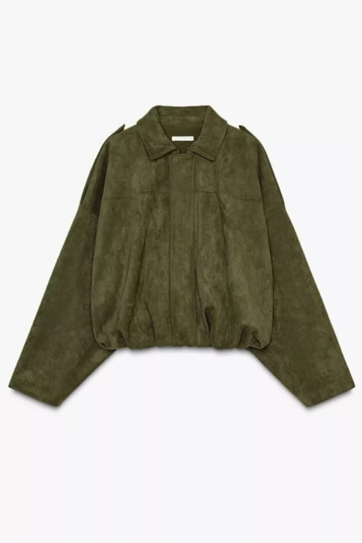 Haki Süet Bol Kadın Bomber Ceket