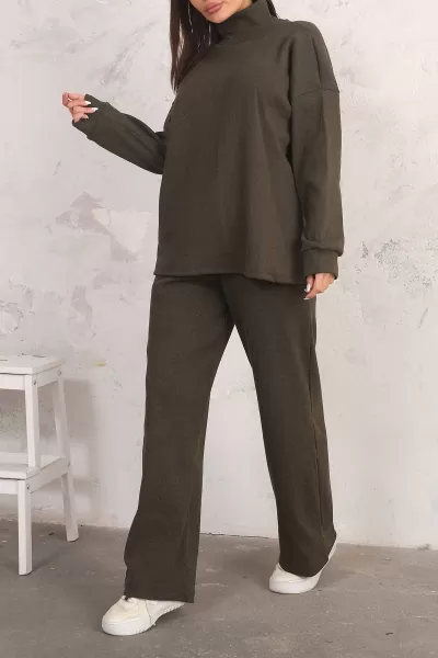 Haki Tunik Pantolon Alt-Üst Kadın İkili Takım