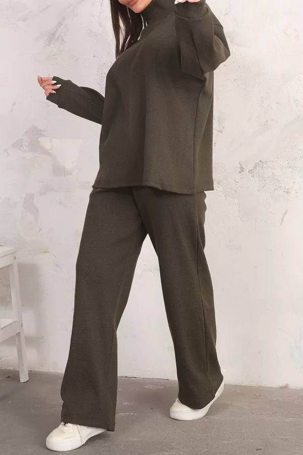 Haki Tunik Pantolon Alt-Üst Kadın İkili Takım