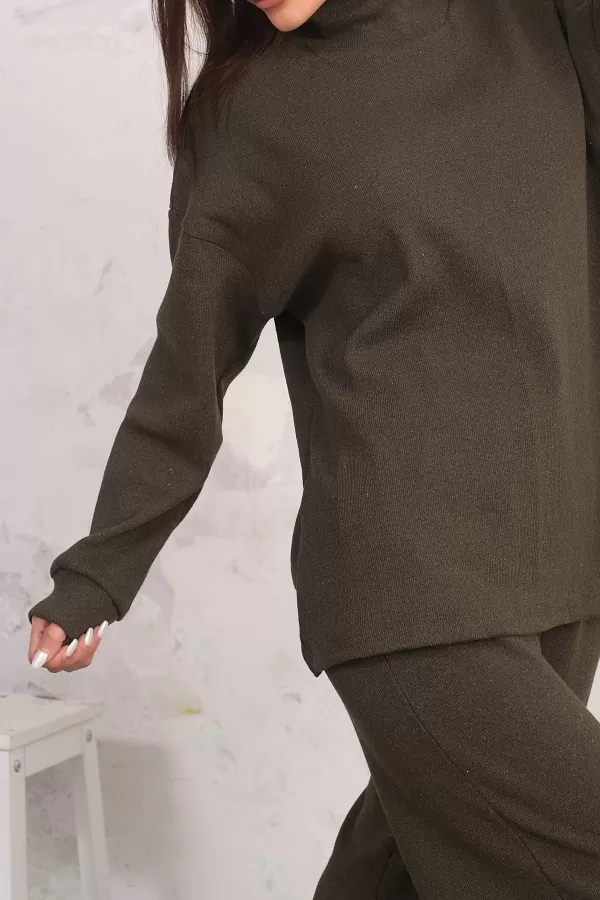 Haki Tunik Pantolon Alt-Üst Kadın İkili Takım