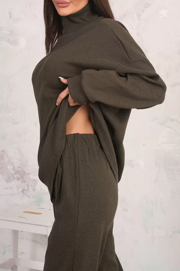 Haki Tunik Pantolon Alt-Üst Kadın İkili Takım