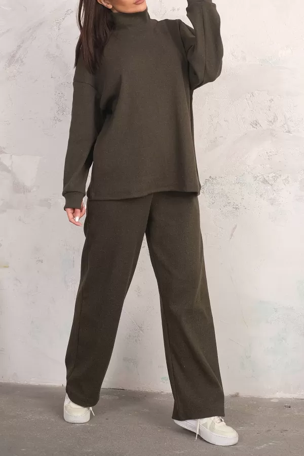 Haki Tunik Pantolon Alt-Üst Kadın İkili Takım