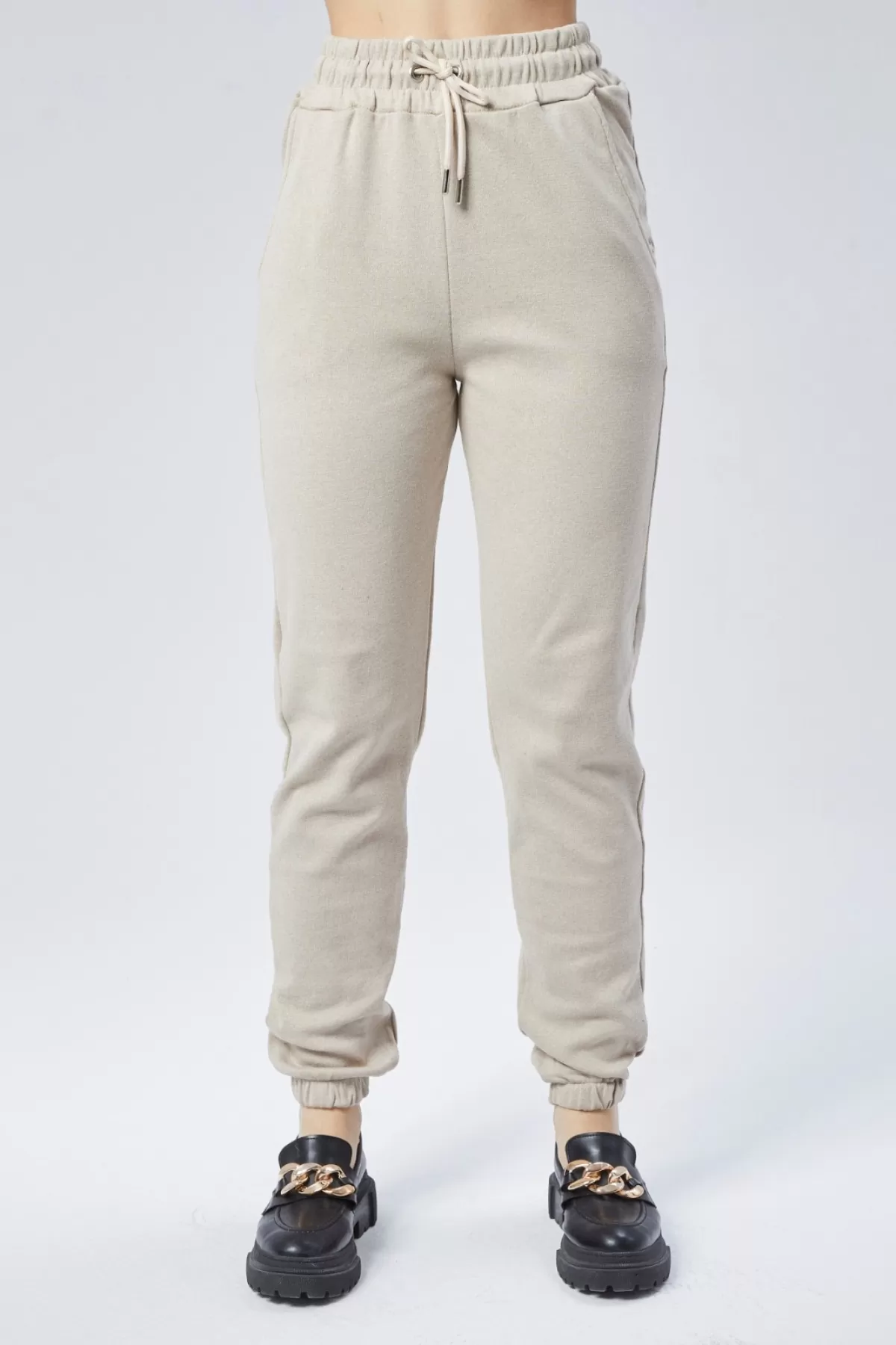 İçi İnce Şardonlu Bej Kadın Eşofman Altı