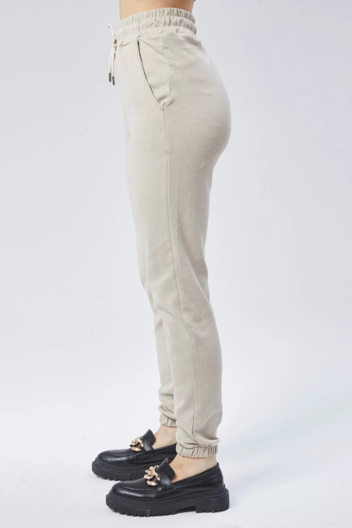 İçi İnce Şardonlu Bej Kadın Eşofman Altı