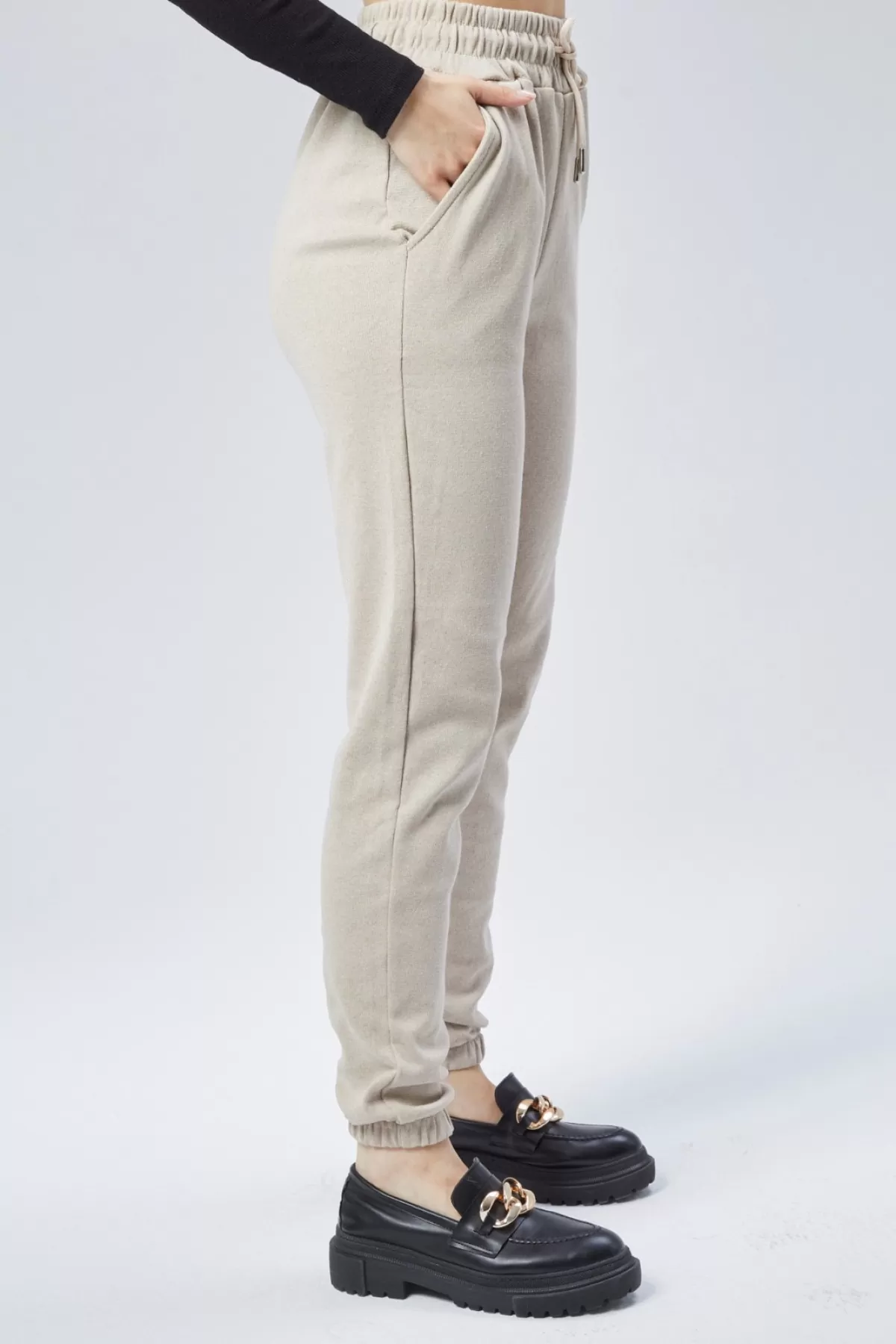 İçi İnce Şardonlu Bej Kadın Eşofman Altı