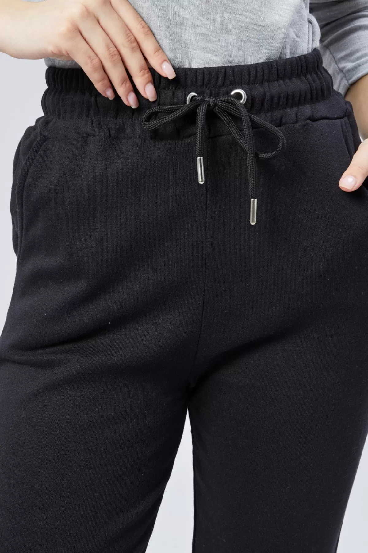 İçi İnce Şardonlu Siyah Kadın Eşofman Altı