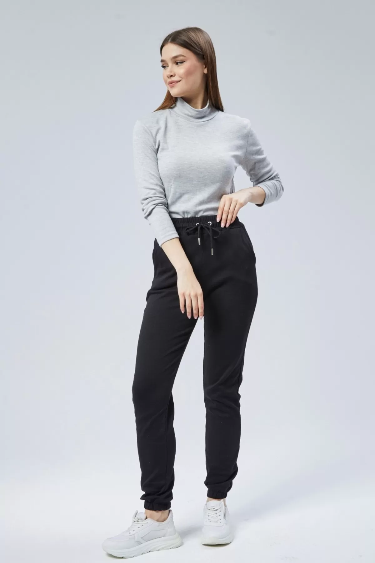 İçi İnce Şardonlu Siyah Kadın Eşofman Altı