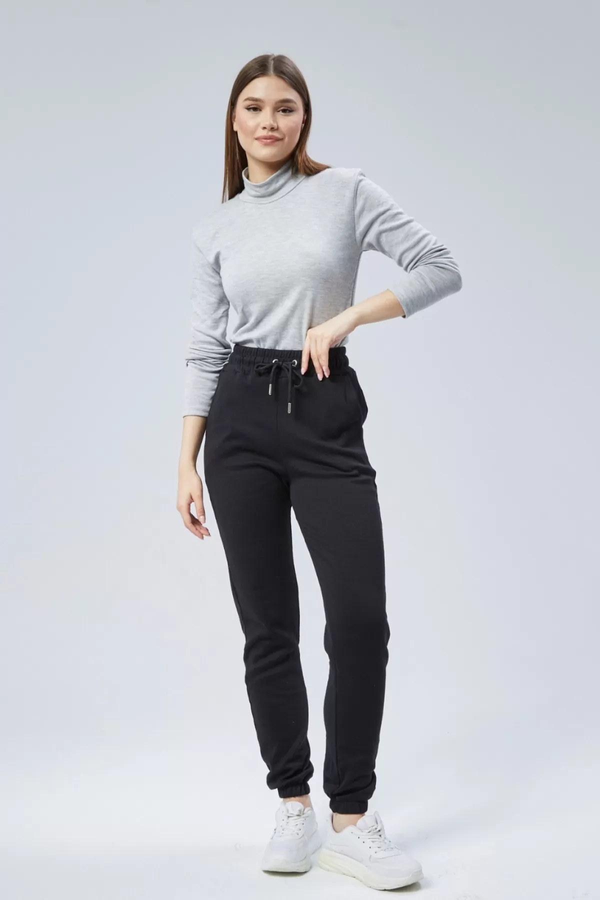 İçi İnce Şardonlu Siyah Kadın Eşofman Altı