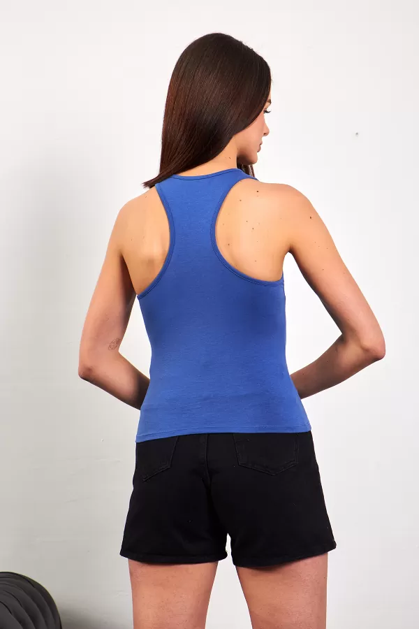 Asimetrik Pencere Detaylı İndigo Kadın Atlet