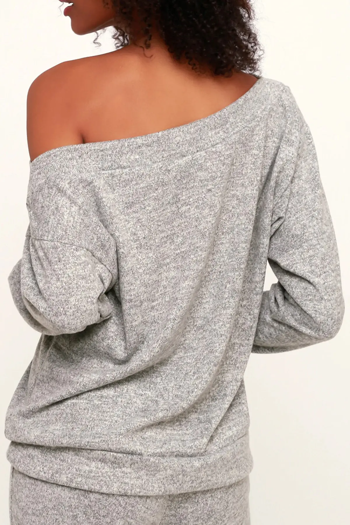 Kayık Yaka Gri Kaşkorse Kadın Eşofman Takımı