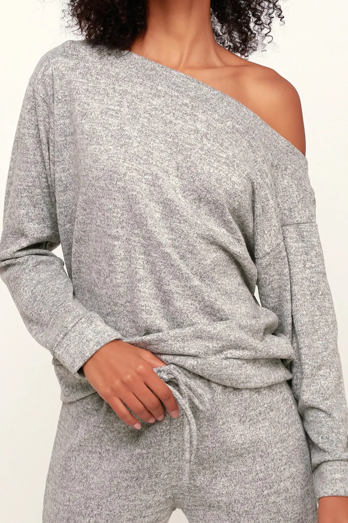 Kayık Yaka Gri Kaşkorse Kadın Eşofman Takımı