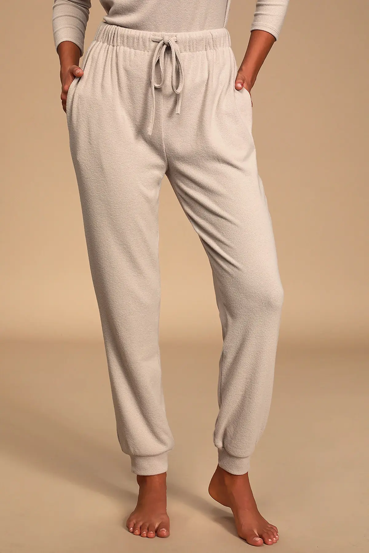 Kayık Yaka Ekru Kaşkorse Kadın Eşofman Takımı