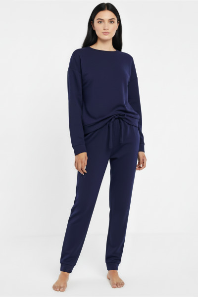 Örme Lacivert Kadın Pijama Takımı
