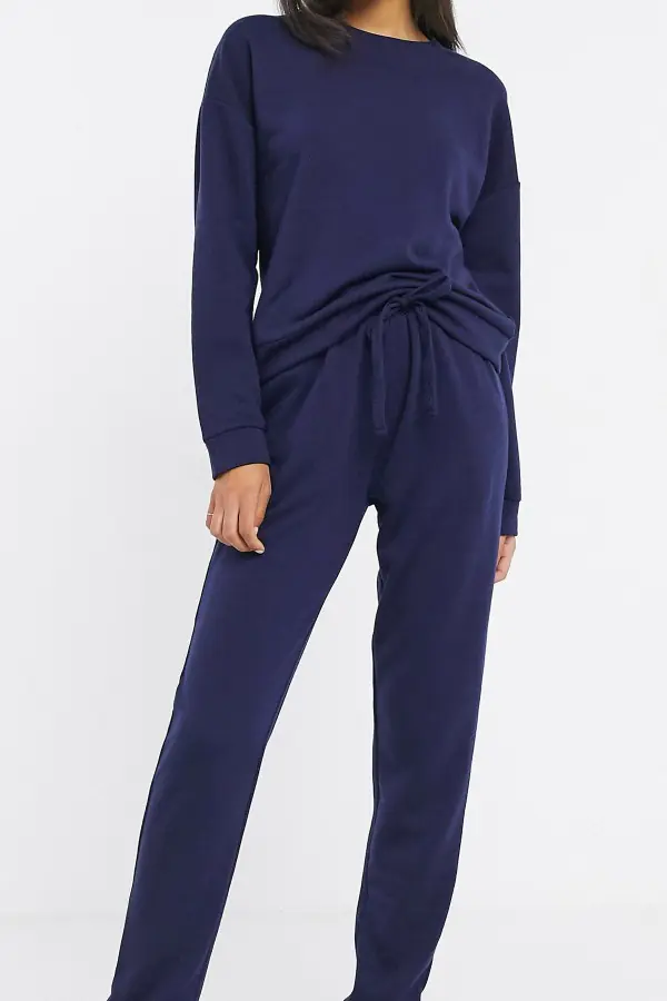 Örme Lacivert Kadın Pijama Takımı