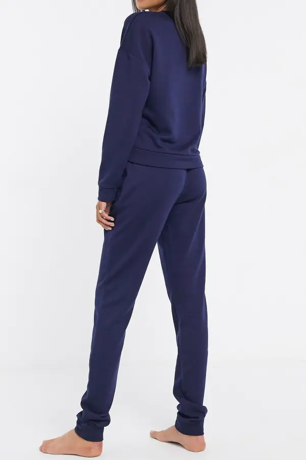 Örme Lacivert Kadın Pijama Takımı