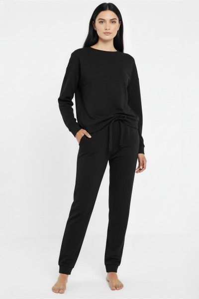 Örme Siyah Kadın Pijama Takımı